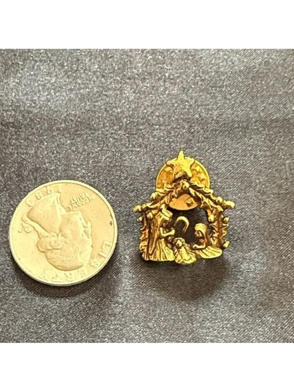 Vintage Bronze Nativity Pins Brooches